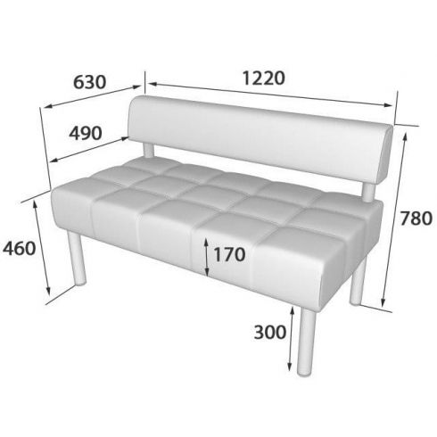 Диван Бизнес 2х-местый секция 1220/630/780